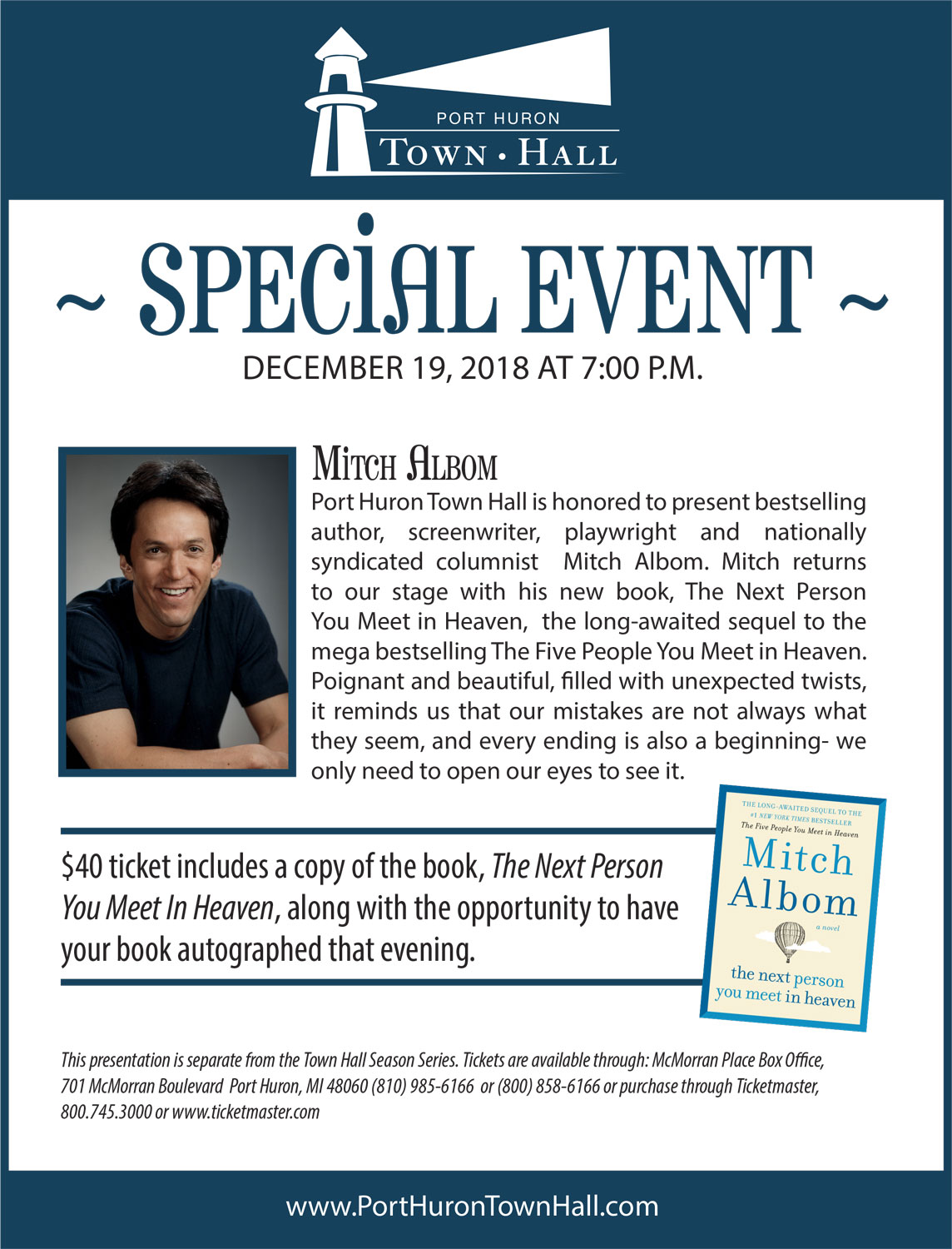 Port Huron Town Hall Mitch Albom Evening Session McMorran Place